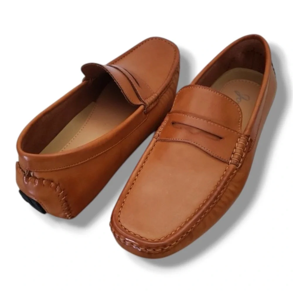 Jousen Mens Penny Loafers Brown Casual Driving Boat Dock Deck Shoes Sz 8 NEW